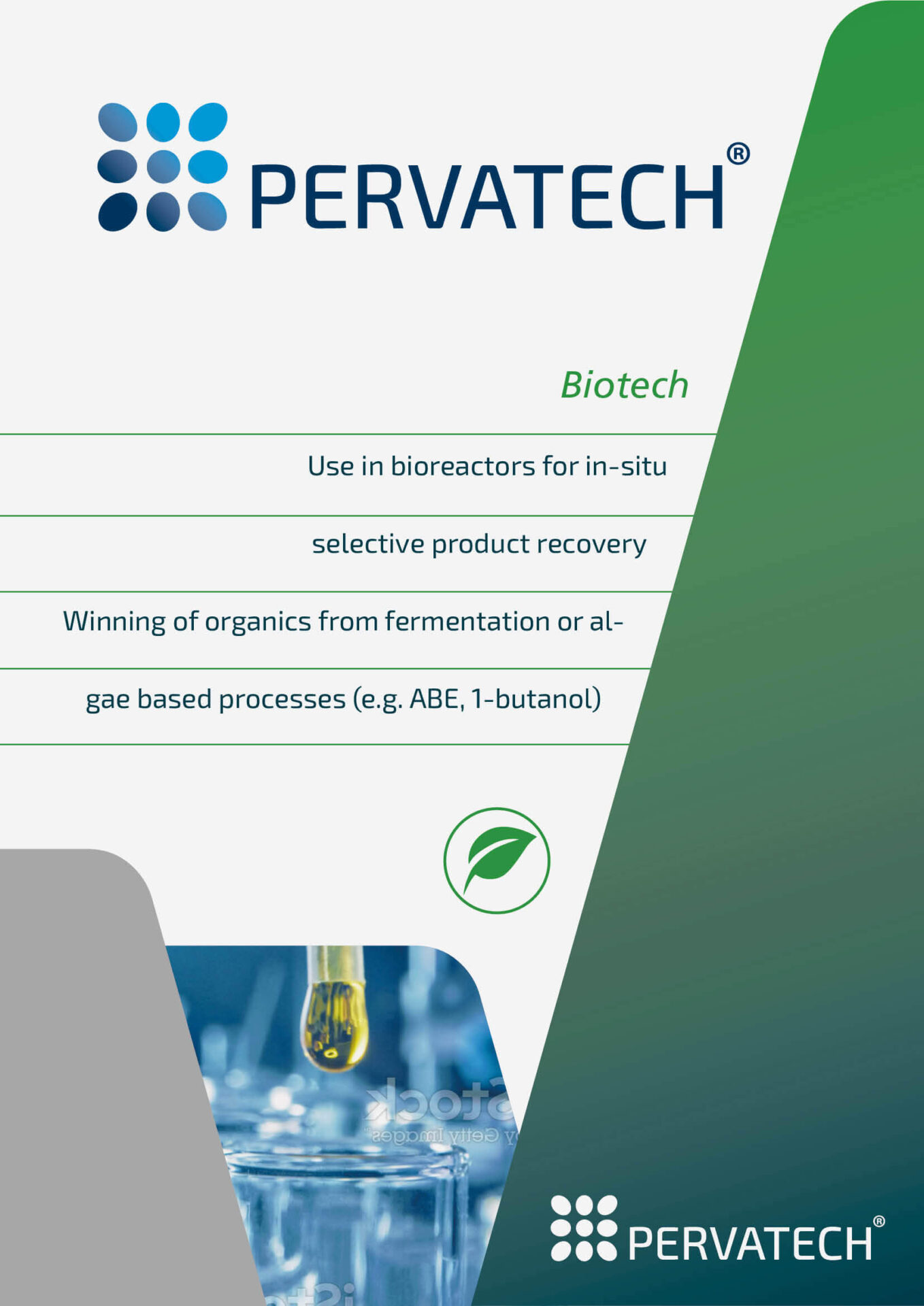 Biotechnology pervaporation